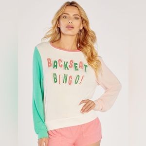 Wildfox Retro Pink Green Red Backseat Bingo Beach Vintage Vibes Sweatshirt